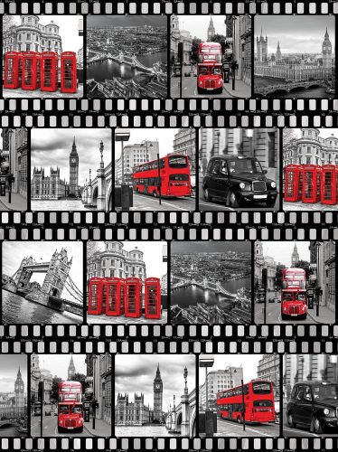 Londoni filmkockák poszter, fotótapéta, Vlies  (206x275 cm, álló)