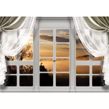 Naplementére néző ablak poszter, fotótapéta