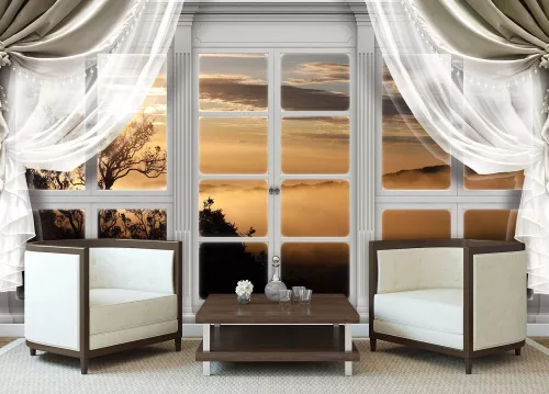 Naplementére néző ablak poszter, fotótapéta