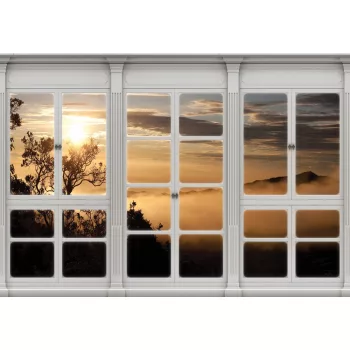 Naplementére néző ablak poszter, fotótapéta