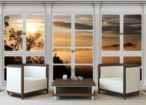 Naplementére néző ablak poszter, fotótapéta