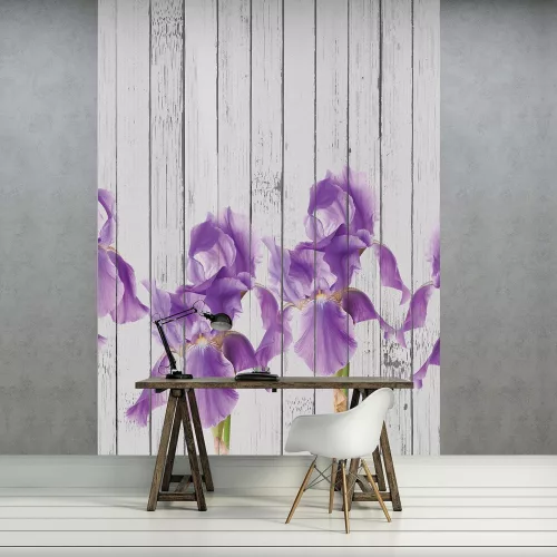 Virágos deszkapalánk poszter, fotótapéta, Vlies (184x254 cm, álló)