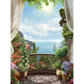   Erkélyről kilátás a tengerre poszter, fotótapéta, Vlies (184x254 cm, álló)