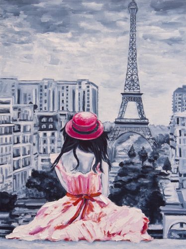 Lány Párizsban poszter, fotótapéta, Vlies  (206x275 cm, álló)