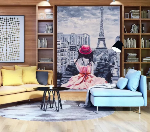 Lány Párizsban poszter, fotótapéta, Vlies (184x254 cm, álló)