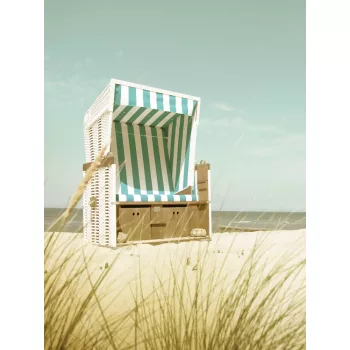   Strandszék a tengerparton poszter, fotótapéta (184 x 254 cm)