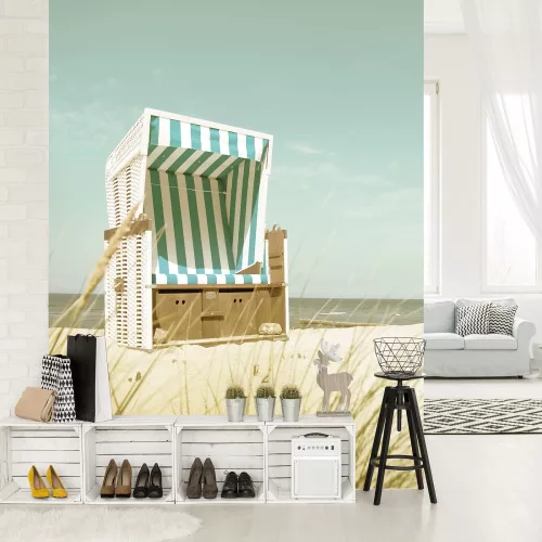 Strandszék a tengerparton poszter, fotótapéta (184 x 254 cm)