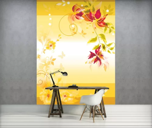 Sárga virág minta poszter, fotótapéta (206 x 275 cm)