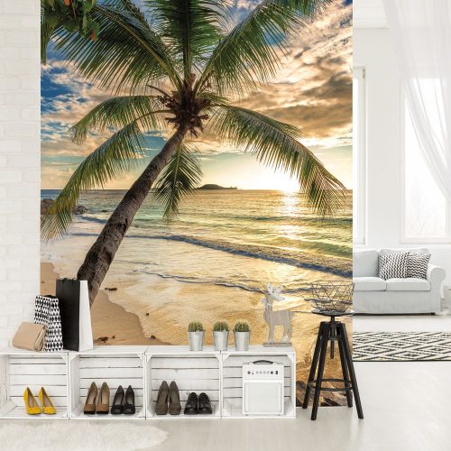Pálmafa a napos tengerparton poszter, fotótapéta, Vlies (206x275 cm, álló)