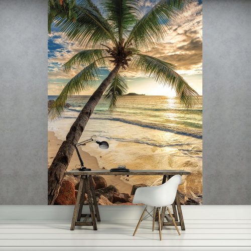 Pálmafa a napos tengerparton poszter, fotótapéta, Vlies (206x275 cm, álló)