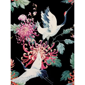 Virágok és madarak poszter, fotótapéta (184 x 254 cm)
