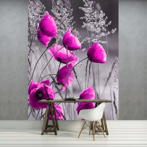 Pipacsok rózsaszínben poszter, fotótapéta, Vlies (206x275 cm, álló)