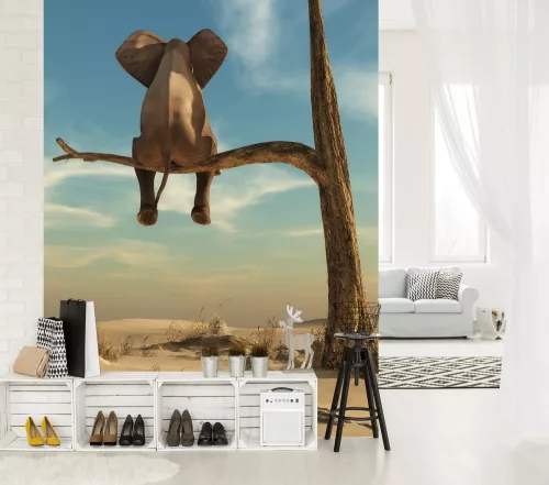 Kis elefánt a fán poszter, fotótapéta (206 x 275 cm)