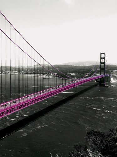 Pink Golden Gate Bridge poszter, fotótapéta, Vlies  (184x254 cm, álló)