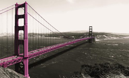 Pink Golden Gate Bridge poszter, fotótapéta Vlies (312 x 219 cm)