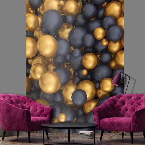 Fekete-arany gömbök poszter, fotótapéta, Vlies (206x275 cm, álló)
