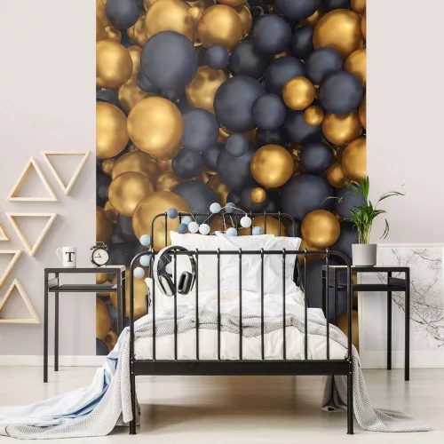 Fekete-arany gömbök poszter, fotótapéta, Vlies (206x275 cm, álló)