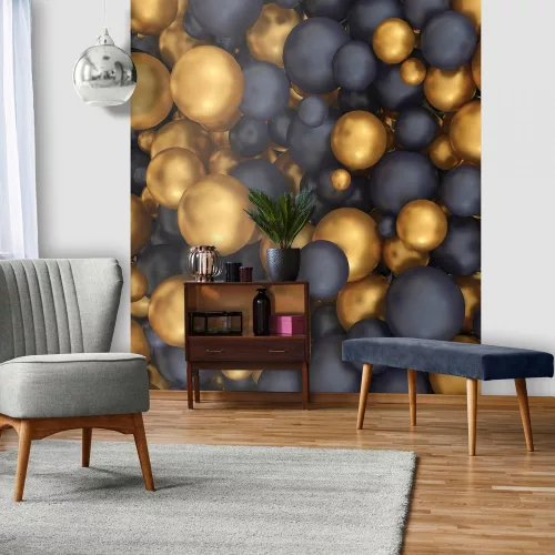 Fekete-arany gömbök poszter, fotótapéta, Vlies (206x275 cm, álló)