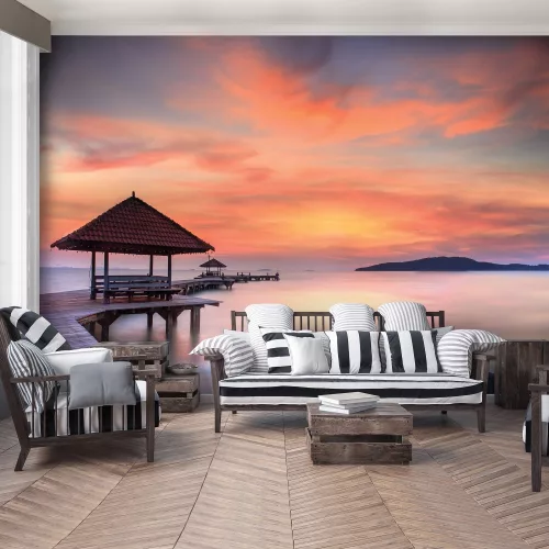 Stég a naplementében poszter, fotótapéta