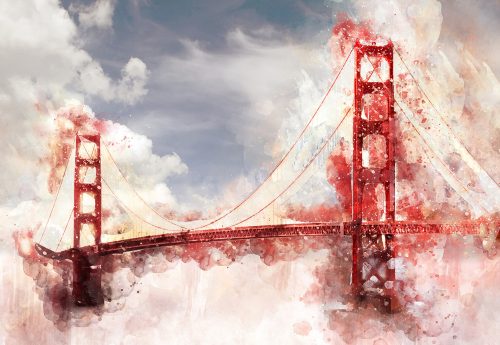 Golden Gate híd poszter, fotótapéta, Vlies (104 x 70,5 cm)