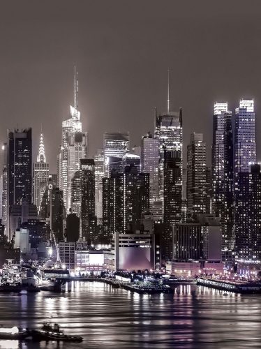 New York éjjel poszter, fotótapéta, Vlies  (206x275 cm, álló)