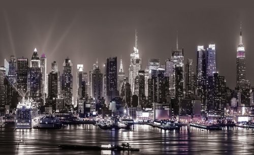 New York éjjel poszter, fotótapéta, Vlies (416 x 254 cm)