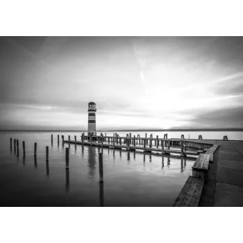 Móló fekete fehérben poszter, fotótapéta