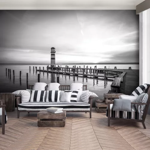 Móló fekete fehérben poszter, fotótapéta