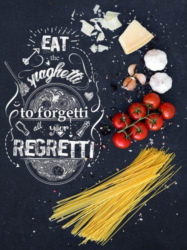 Spagetti hozzávalók poszter, fotótapéta, Vlies  (184x254 cm, álló)