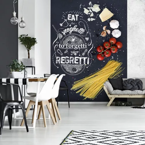 Spagetti hozzávalók poszter, fotótapéta, Vlies (184x254 cm, álló)