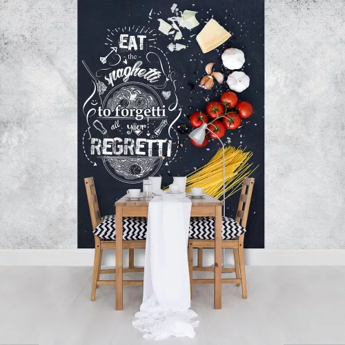 Spagetti hozzávalók poszter, fotótapéta, Vlies (184x254 cm, álló)