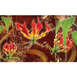 Red lilies poszter, fotótapéta, Vlies (104 x 70,5 cm)