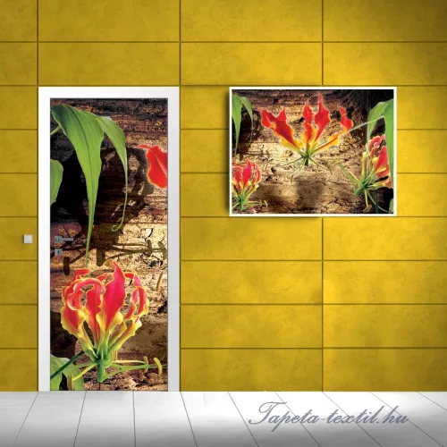 Red lilies poszter, fotótapéta (91 x 211 cm)