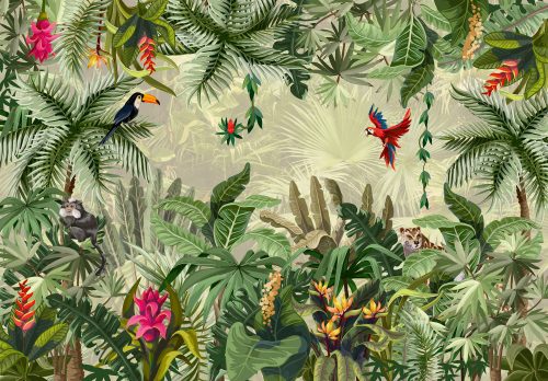 Madarak a dzsungelben poszter, fotótapéta Vlies (312 x 219 cm)