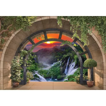   Kilátás a vízesésre a boltíven át poszter, fotótapéta