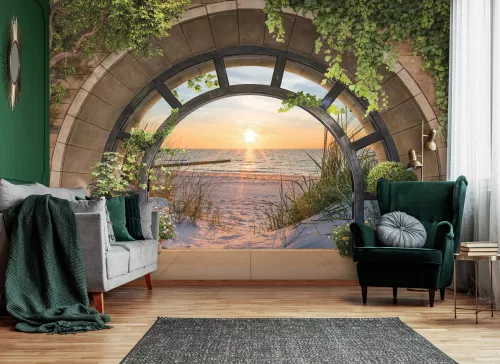 Kilátás a tengerre a boltíven át poszter, fotótapéta