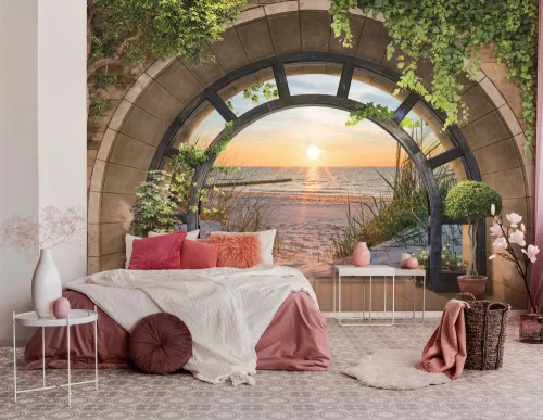 Kilátás a tengerre a boltíven át poszter, fotótapéta