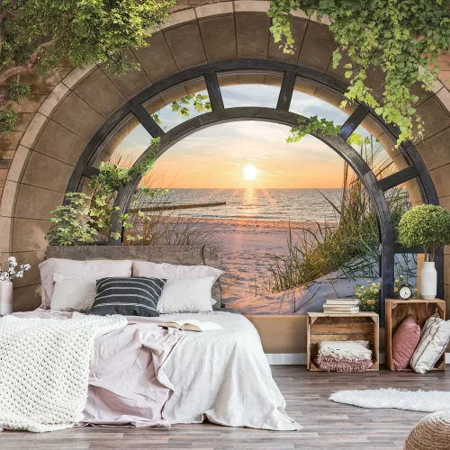 Kilátás a tengerre a boltíven át poszter, fotótapéta