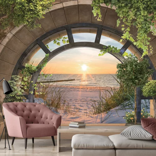 Kilátás a tengerre a boltíven át poszter, fotótapéta