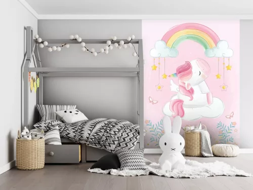 Egyszarvú a szivárvány alatt poszter, fotótapéta (206 x 275 cm)