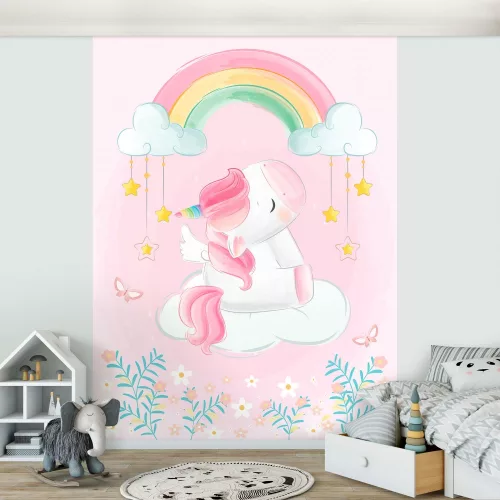 Egyszarvú a szivárvány alatt poszter, fotótapéta (206 x 275 cm)