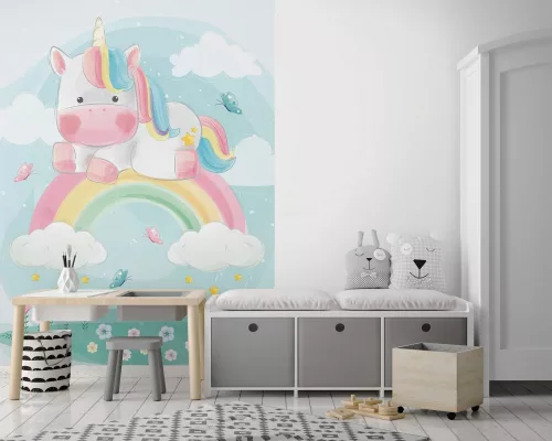 Egyszarvú a szivárványon poszter, fotótapéta (184 x 254 cm)