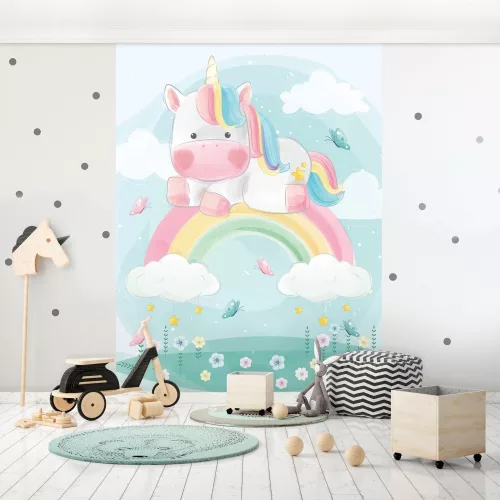 Egyszarvú a szivárványon poszter, fotótapéta (184 x 254 cm)