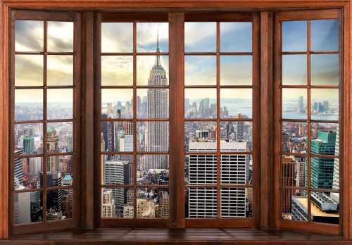 New Yorkra kilátás ablakból poszter, fotótapéta, Vlies (104 x 70,5 cm)