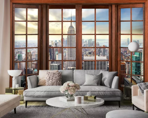 New Yorkra kilátás ablakból poszter, fotótapéta