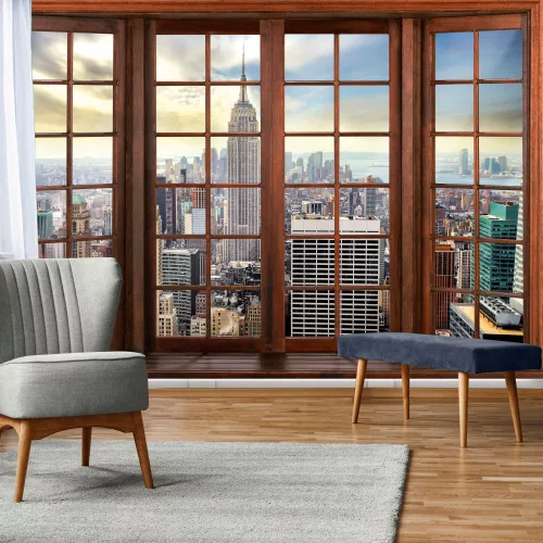 New Yorkra kilátás ablakból poszter, fotótapéta
