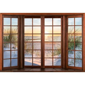 Homokos ternerpart ablakból poszter, fotótapéta