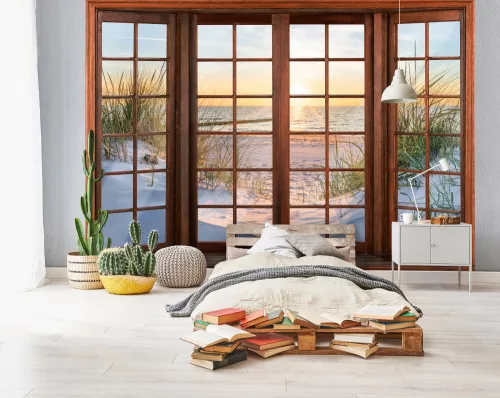 Homokos ternerpart ablakból poszter, fotótapéta