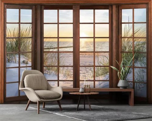 Homokos ternerpart ablakból poszter, fotótapéta