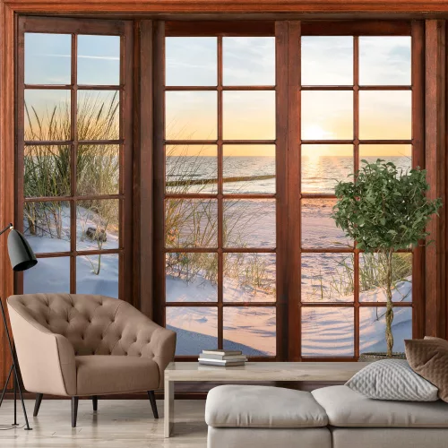 Homokos ternerpart ablakból poszter, fotótapéta